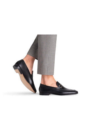 Magnanni Silvano 24385 Black Leather Buckle Slip-On Loafers (MAGS1139)