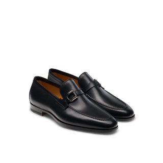 Magnanni Silvano 24385 Men's Shoes Black Calf-Skin Leather Buckle Slip-On Loafers (MAGS1139)-AmbrogioShoes