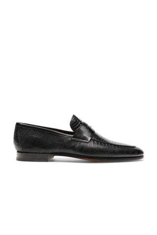 Magnanni Vicente 23257 Black Genuine Lizard Classic Penny Loafers (MAGS1102)