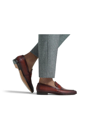 Magnanni Vicente 23257 Cognac Exotic Genuine Lizard Skin Classic Penny Loafers (MAGS1101)