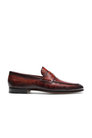 Magnanni Vicente 23257 Cognac Genuine Lizard Skin Classic Penny Loafers (MAGS1101)