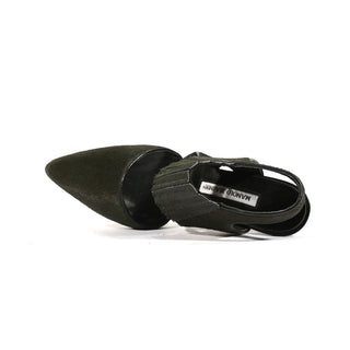 Manolo Blahnik Women's Designer Designer Shoes Black Pony / Calf-Skin Leather Pumps (MB1513)-AmbrogioShoes