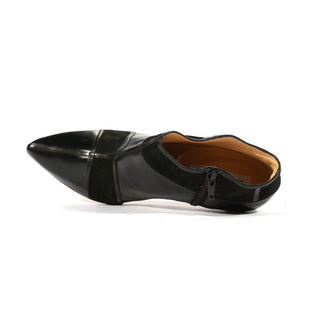 Manolo Blahnik Women's Designer Designer Shoes Black Suede/ Calf-Skin Leather Satin Boots (MB1505)-AmbrogioShoes