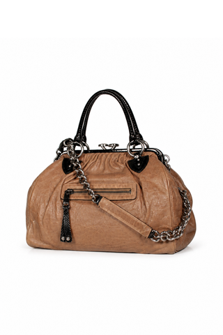 Marc jacobs Women's Handbag Brown Stam Satchel Italian leather bag C382036 (MJ1104)