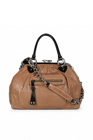 Marc jacobs Women's Handbag Brown Stam Satchel Italian leather bag C382036 (MJ1104)