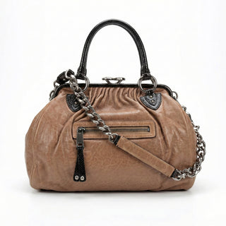 Marc jacobs Women's Handbag Brown Stam Satchel Italian leather bag C382036 (MJ1104)