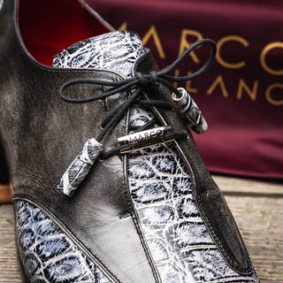 Marco Di Milano ANZIO Exotic Alligator & Calfskin Leather Gray & Black Oxfords (MDM1035)-AmbrogioShoes