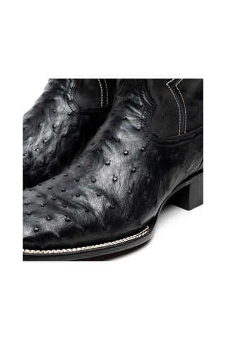Marco Di Milano Alabama Black Exotic Ostrich Skin Cowboy Boot (MDM1223)