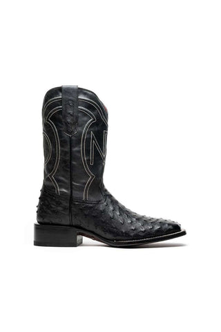 Marco Di Milano Alabama Black Exotic Ostrich Skin Cowboy Boot (MDM1223)
