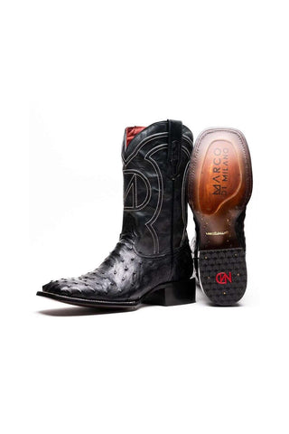 Marco Di Milano Alabama Black Ostrich Skin Cowboy Boot (MDM1223)