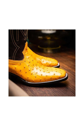 Marco Di Milano Alabama Buttercup Exotic Ostrich Skin Cowboy Boot (MDM1225)