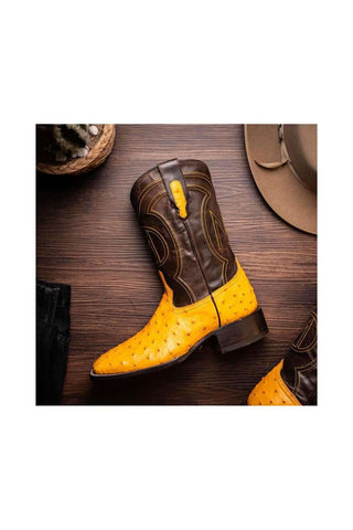 Marco Di Milano Alabama Buttercup Ostrich Skin Cowboy Boot (MDM1225)