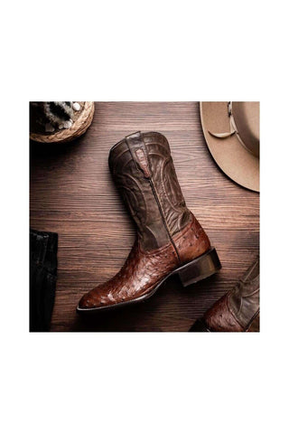 Marco Di Milano Alabama Kango Tabac Exotic Ostrich Skin Cowboy Boot (MDM1221)
