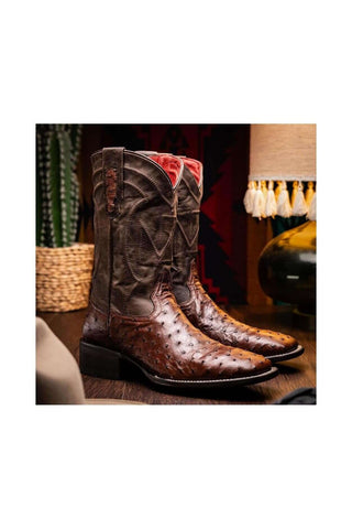 Marco Di Milano Alabama Kango Tabac Exotic Ostrich Skin Cowboy Boot (MDM1221)