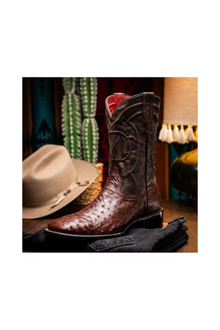 Marco Di Milano Alabama Kango Tabac Ostrich Skin Cowboy Boot (MDM1221)