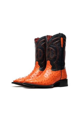 Marco Di Milano Alabama Orange Exotic Ostrich Skin Cowboy Boot (MDM1224)