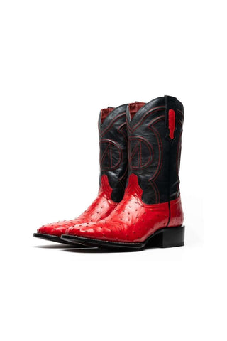 Marco Di Milano Alabama Red Exotic Ostrich Skin Cowboy Boot (MDM1222)