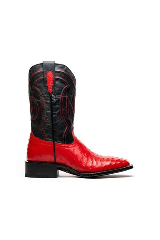 Marco Di Milano Alabama Red Exotic Ostrich Skin Cowboy Boot (MDM1222)