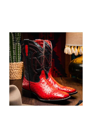 Marco Di Milano Alabama Red Ostrich Skin Cowboy Boot (MDM1222)