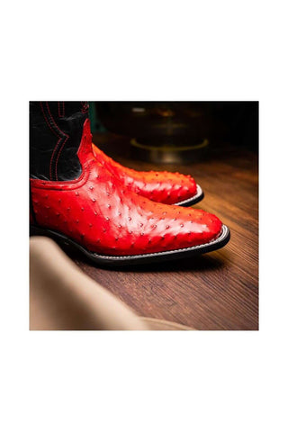 Marco Di Milano Alabama Red Ostrich Skin Cowboy Boot (MDM1222)