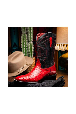 Marco Di Milano Alabama Red Ostrich Skin Cowboy Boot (MDM1222)