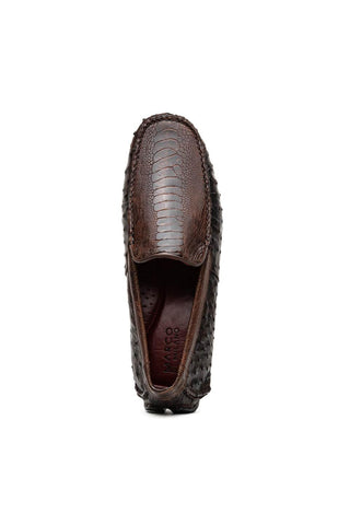 Marco Di Milano Alba Brown Exotic Ostrich Driver Loafer (MDM1206)