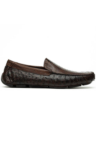 Marco Di Milano Alba Brown Exotic Ostrich Driver Loafer (MDM1206)