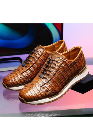 Marco Di Milano Alonzo Bay Apache Genuine Caiman Crocodile Casual Sneakers (MDM1165)