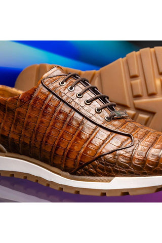 Marco Di Milano Alonzo Bay Apache Genuine Caiman Crocodile Casual Sneakers (MDM1165)