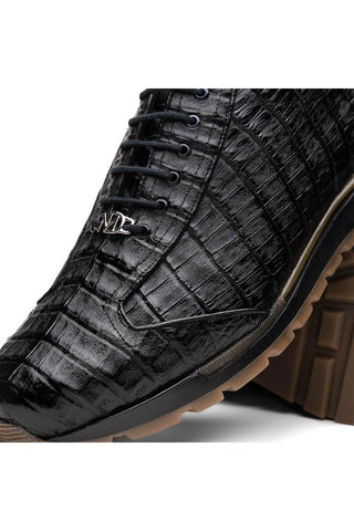 Marco Di Milano Alonzo Black Genuine Caiman Crocodile Casual Sneakers (MDM1165)