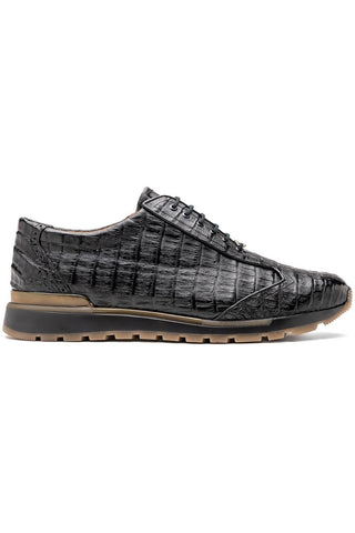 Marco Di Milano Alonzo Black Genuine Caiman Crocodile Casual Sneakers (MDM1165)