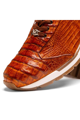 Marco Di Milano Alonzo Cognac Genuine Caiman Crocodile Casual Sneakers (MDM1165)