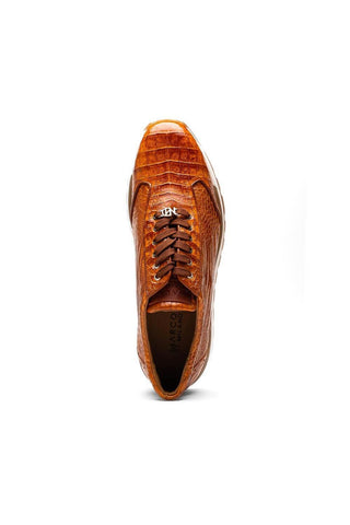 Marco Di Milano Alonzo Cognac Genuine Caiman Crocodile Casual Sneakers (MDM1165)