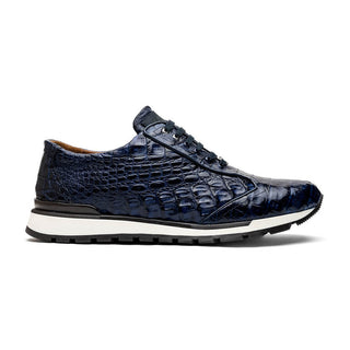 Marco Di Milano Alonzo Men's Shoes Navy Genuine Caiman Crocodile Casual Sneakers (MDM1166)-AmbrogioShoes