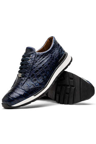 Marco Di Milano Alonzo Navy Genuine Caiman Crocodile Casual Sneakers (MDM1165)