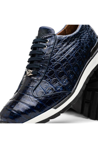 Marco Di Milano Alonzo Navy Genuine Caiman Crocodile Casual Sneakers (MDM1165)