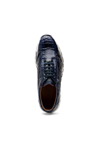 Marco Di Milano Alonzo Navy Genuine Caiman Crocodile Casual Sneakers (MDM1165)