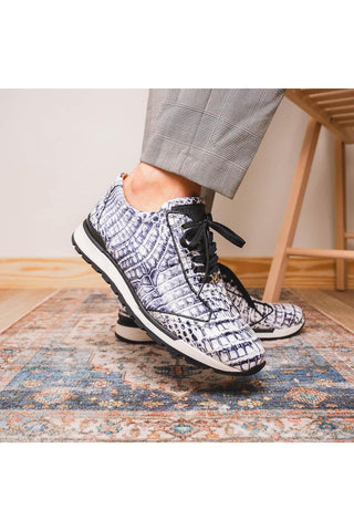 Marco Di Milano Alonzo Newspaper Genuine Caiman Crocodile Casual Sneakers (MDM1165)