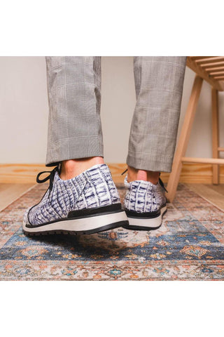 Marco Di Milano Alonzo Newspaper Genuine Caiman Crocodile Casual Sneakers (MDM1165)