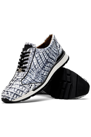 Marco Di Milano Alonzo Newspaper Genuine Caiman Crocodile Casual Sneakers (MDM1165)
