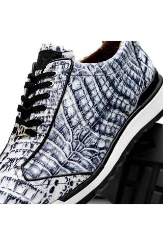 Marco Di Milano Alonzo Newspaper Genuine Caiman Crocodile Casual Sneakers (MDM1165)