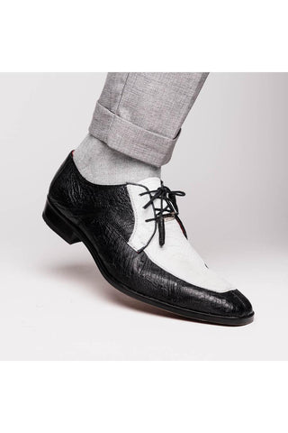 Marco Di Milano Andretti Black & White Exotic Ostrich Leg Derby (MDM1181)