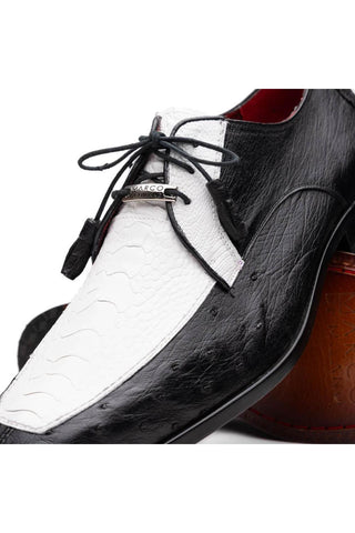 Marco Di Milano Andretti Black & White Exotic Ostrich Leg Derby (MDM1181)
