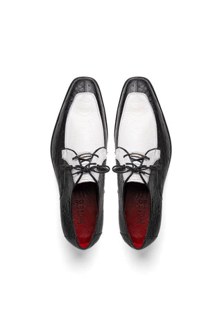 Marco Di Milano Andretti Black & White Exotic Ostrich Leg Derby (MDM1181)