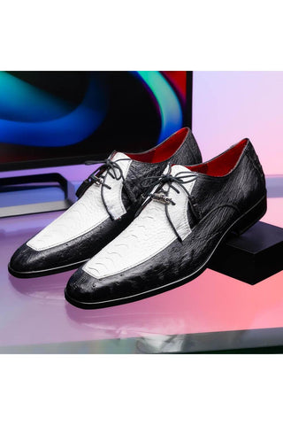 Marco Di Milano Andretti Black & White Ostrich Leg Derby (MDM1181)