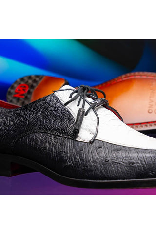 Marco Di Milano Andretti Black & White Ostrich Leg Derby (MDM1181)
