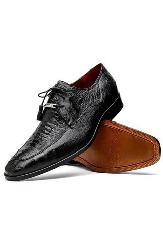 Marco Di Milano Andretti Men's Black Shoes Exotic Ostrich Leg Derby (MDM1181)