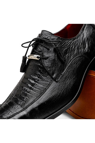 Marco Di Milano Andretti Men's Black Shoes Exotic Ostrich Leg Derby (MDM1181)