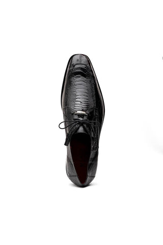 Marco Di Milano Andretti Men's Black Shoes Exotic Ostrich Leg Derby (MDM1181)