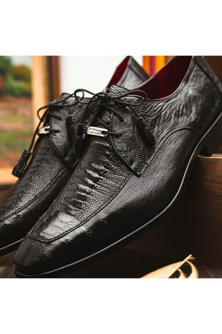 Marco Di Milano Andretti Men's Black Shoes Exotic Ostrich Leg Derby (MDM1181)